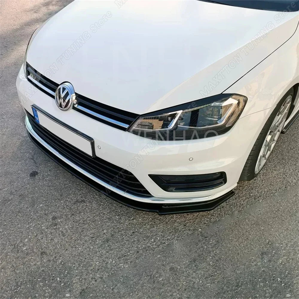 3-Piece Maxton Style Front Bumper Splitter for VW Golf MK7/MK7.5 R GTI GTD R-Line (2012-2019)