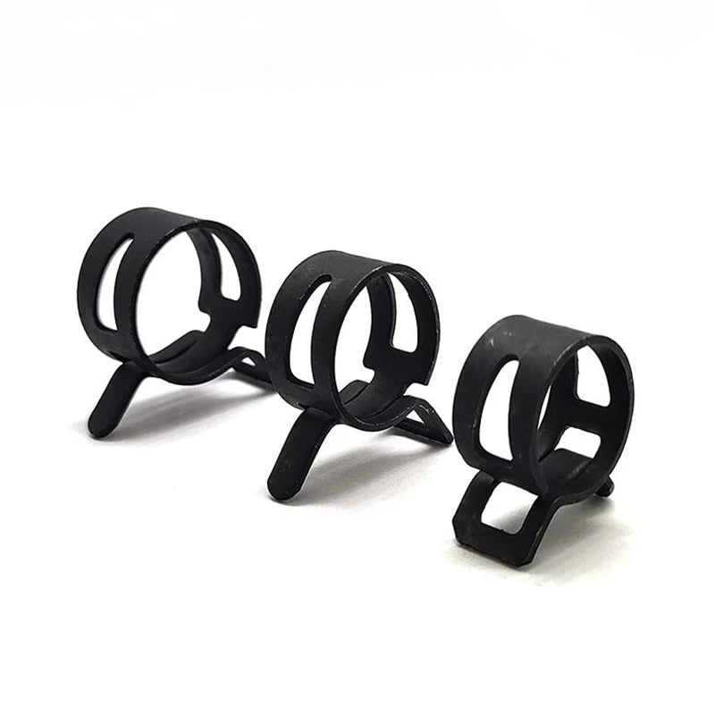100-Piece Black Metal Hose Clamp Set 6mm-22mm for Fuel, Oil, Water and Vacuum Lines