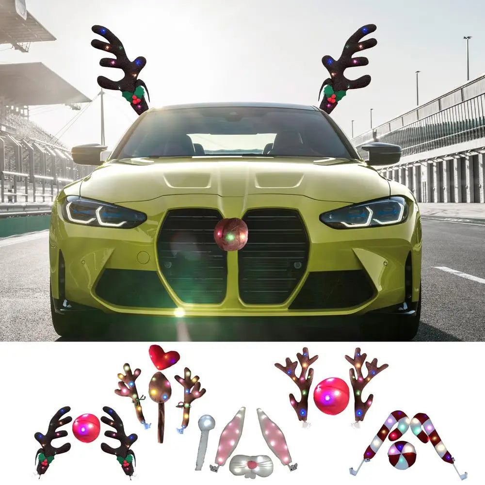 LED Glowing Antlers Christmas Car Decoration