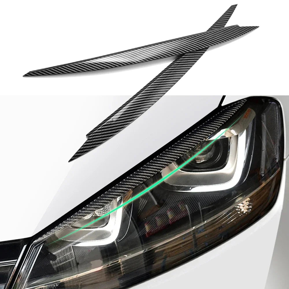 2-Piece Carbon Fiber Headlight Eyebrow Covers for VW Golf 7 GTI -R (2013-2017)