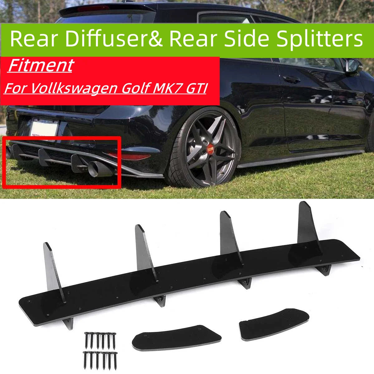 Rear Bumper Diffuser and  Splitters for Volkswagen