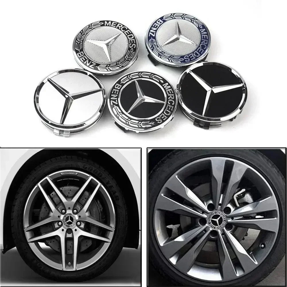 Mercedes-Benz 75mm Wheel Hub Center Cap Set (4-Piece)