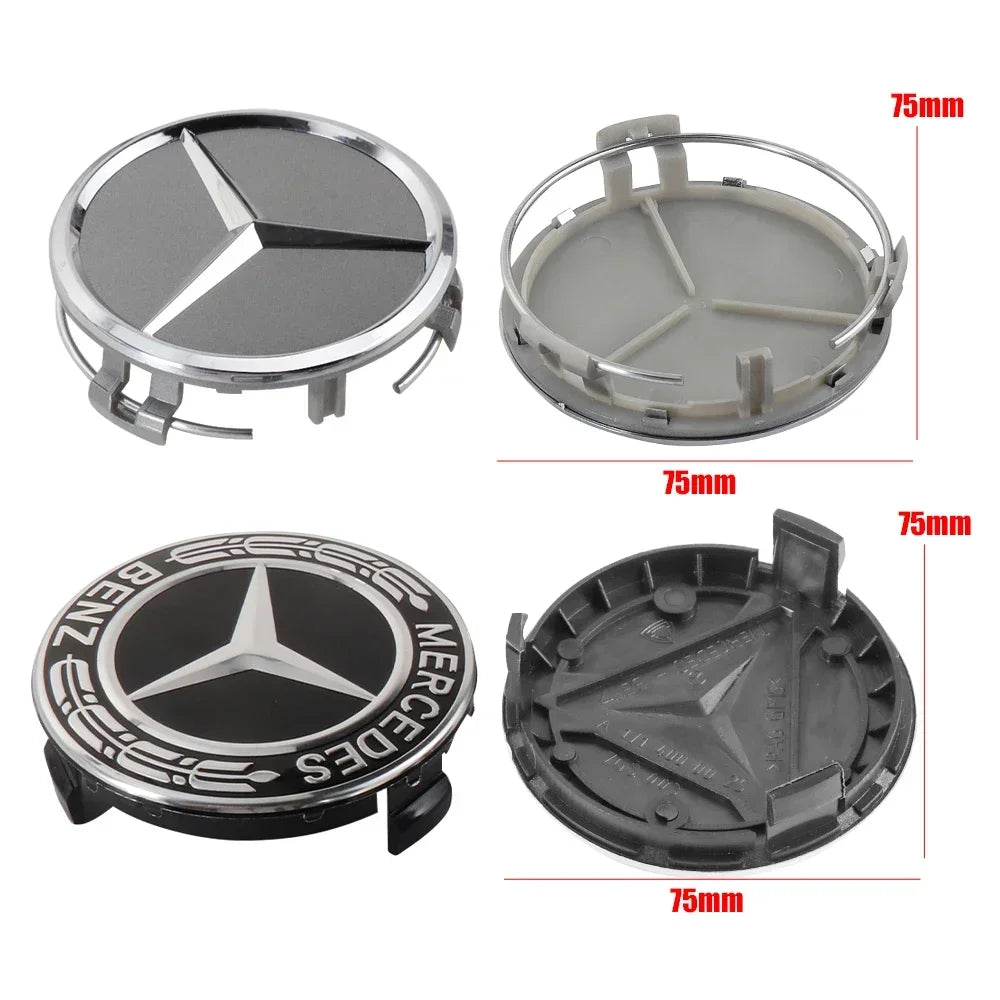 Mercedes-Benz 75mm Wheel Hub Center Cap Set (4-Piece)