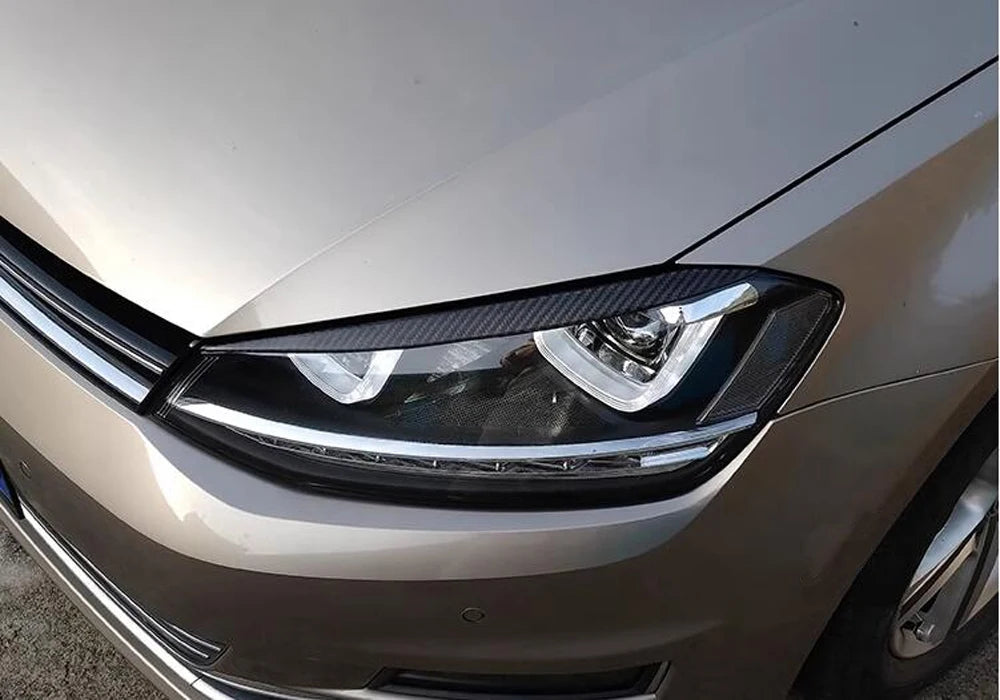 2-Piece Carbon Fiber Headlight Eyebrow Covers for VW Golf 7 GTI -R (2013-2017)