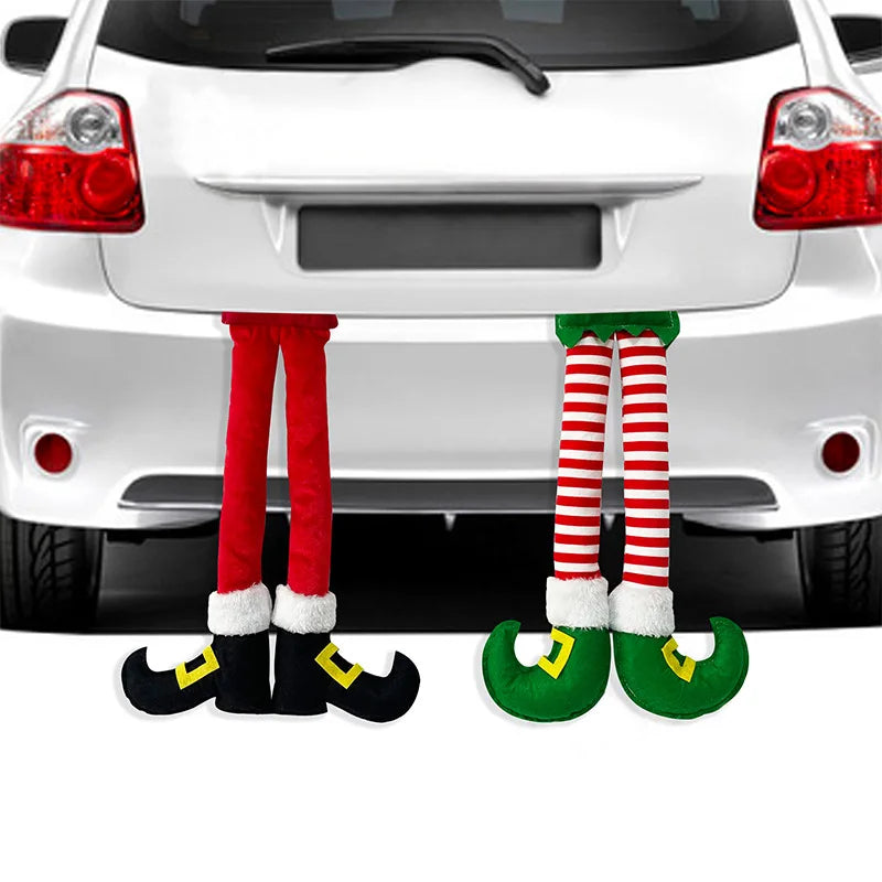 Christmas Elf and Santa Legs Car Accessories