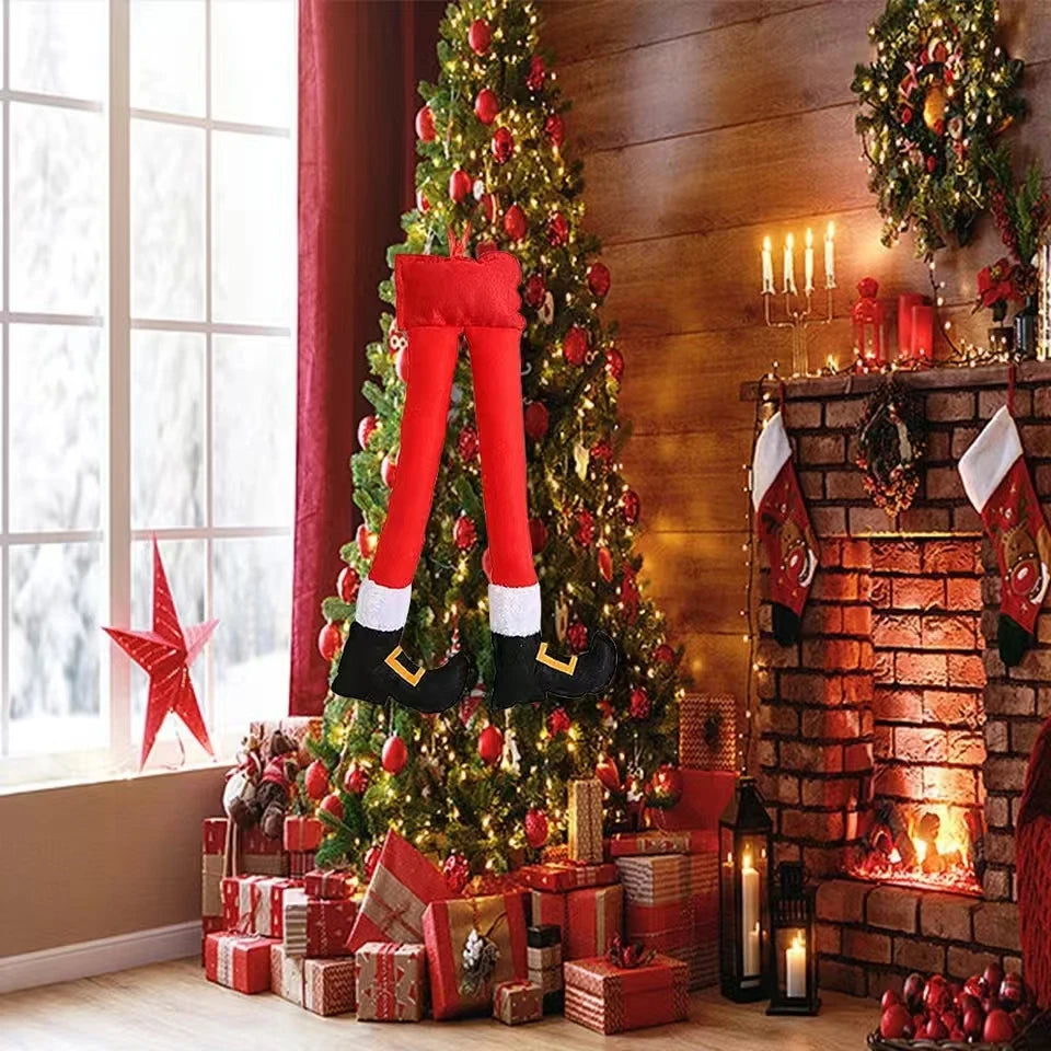 Christmas Elf and Santa Legs Car Accessories