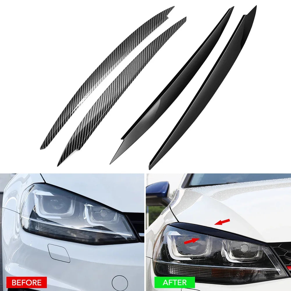 2-Piece Carbon Fiber Headlight Eyebrow Covers for VW Golf 7 GTI -R (2013-2017)