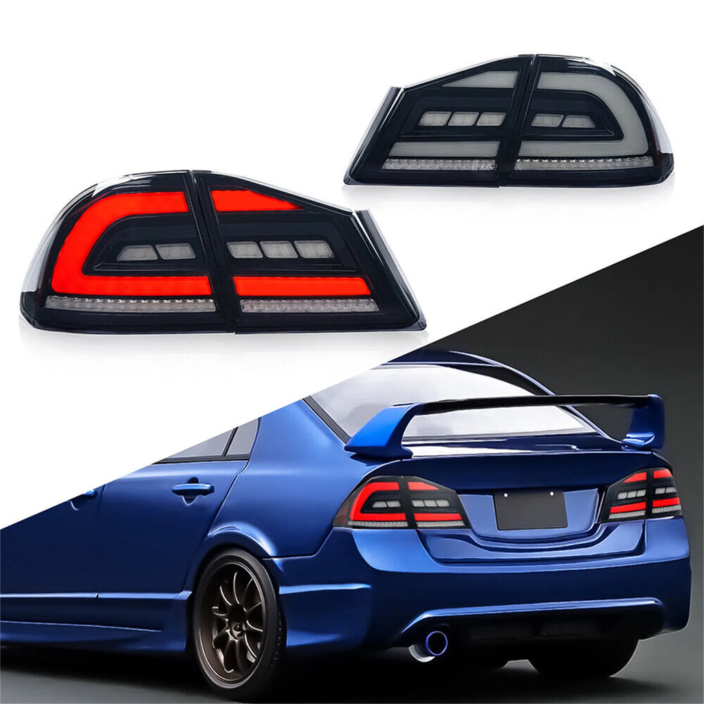2PCS Sequential Rear LED Tail Light For Honda Civic 2005-2012 FD2