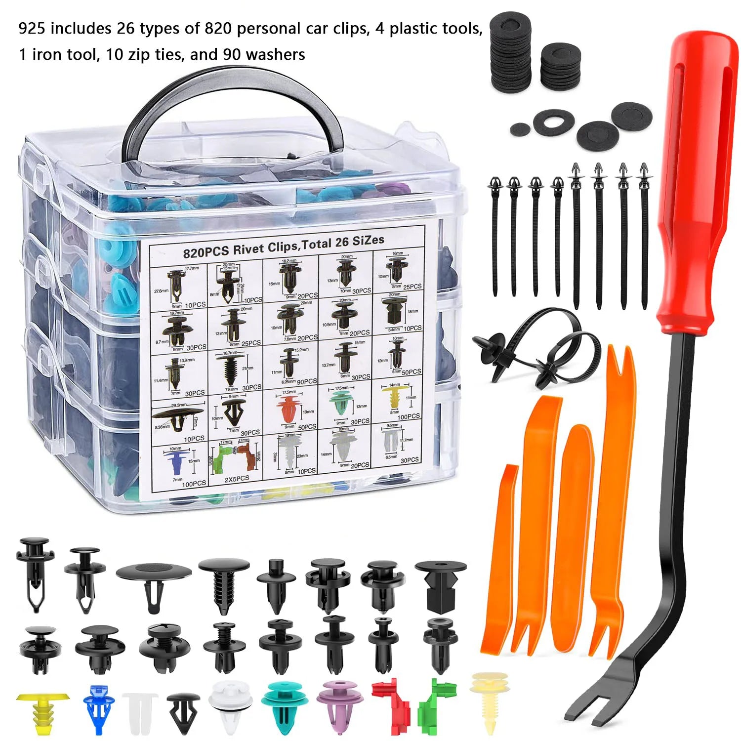 925-Piece Car Clip Kit Bumper and Trim Panel Repair