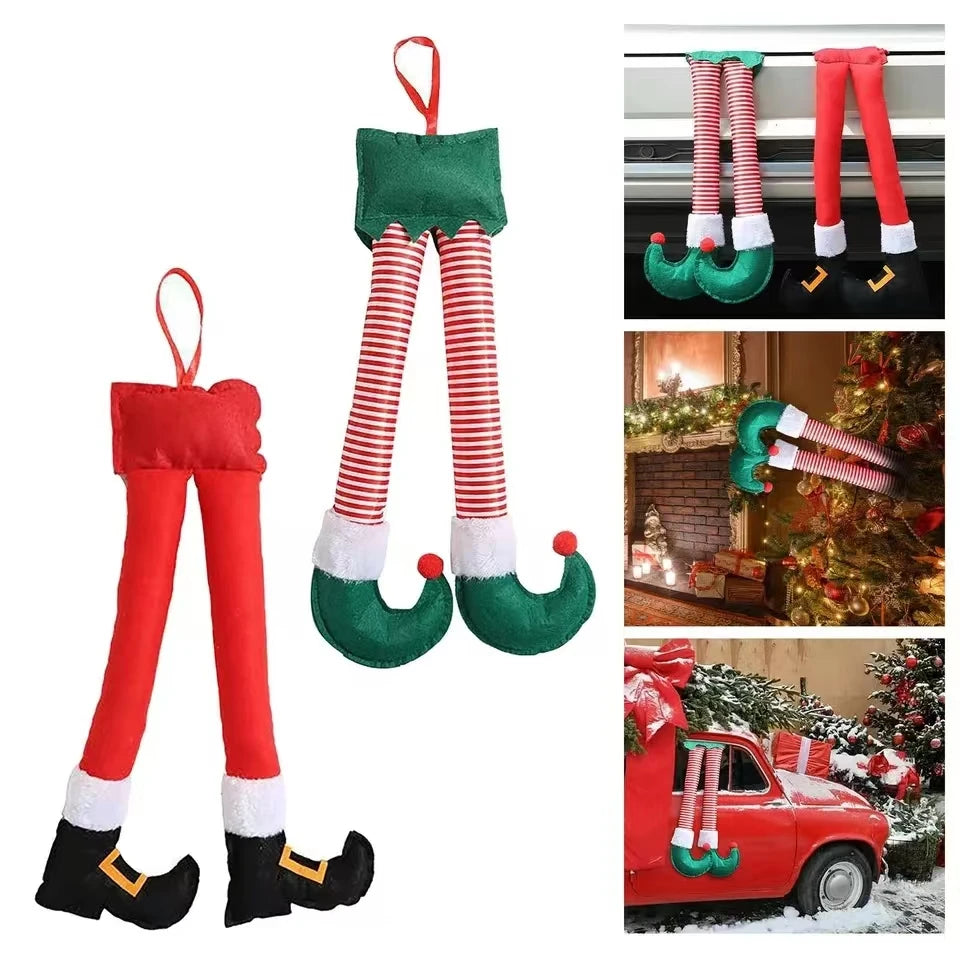 Christmas Elf and Santa Legs Car Accessories