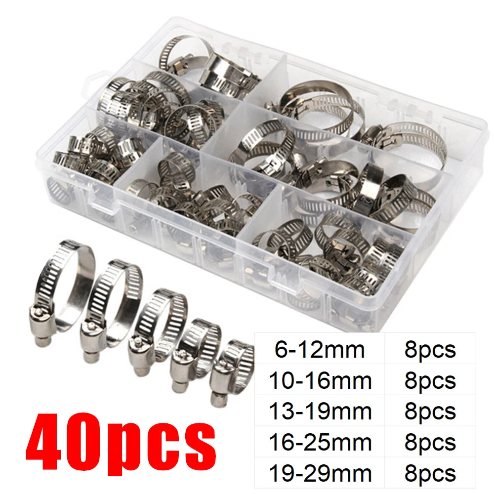 Adjustable Stainless Steel Hose Clamp Set 8-38mm