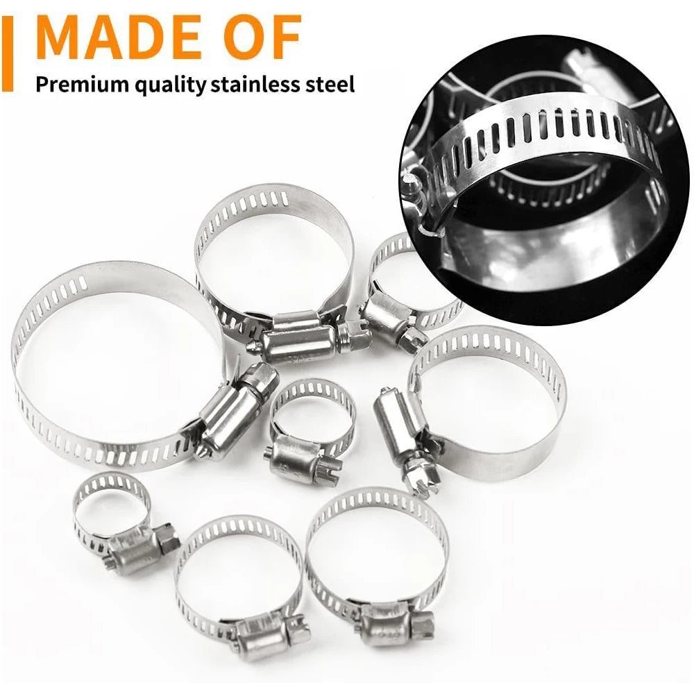 Adjustable Stainless Steel Hose Clamp Set 8-38mm