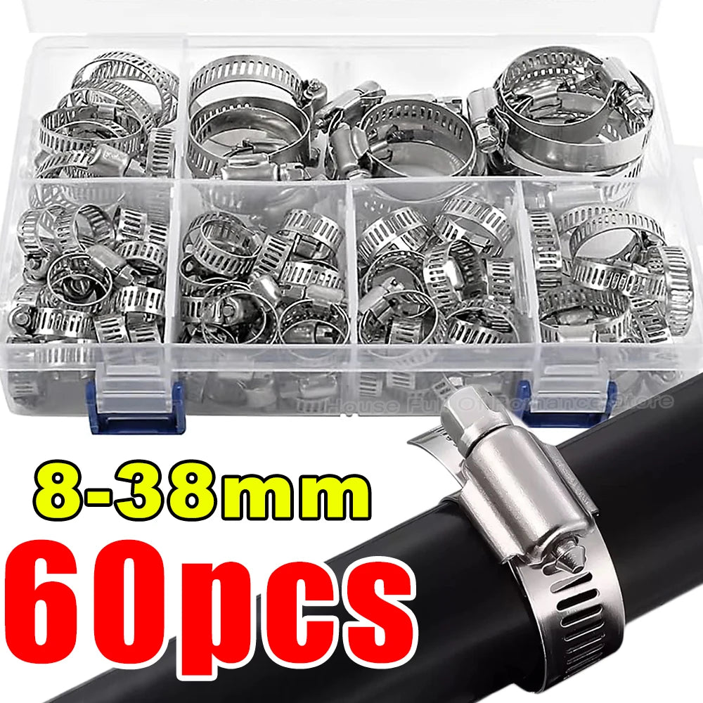 Adjustable Stainless Steel Hose Clamp Set 8-38mm