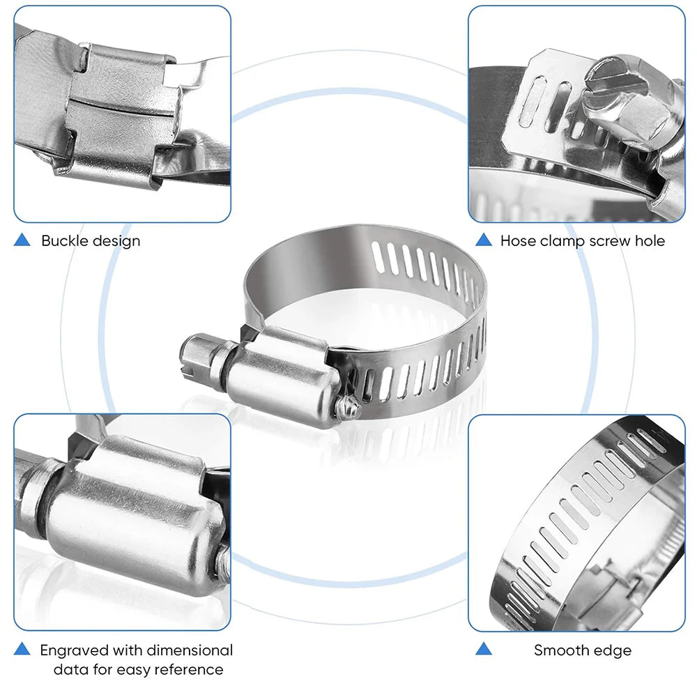 Adjustable Stainless Steel Hose Clamp Set 8-38mm