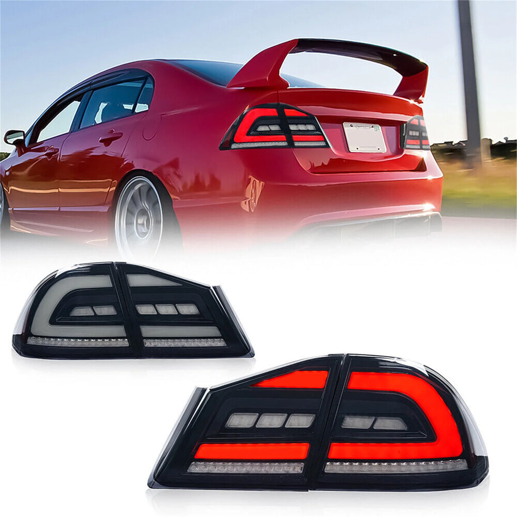 2PCS Sequential Rear LED Tail Light For Honda Civic 2005-2012 FD2