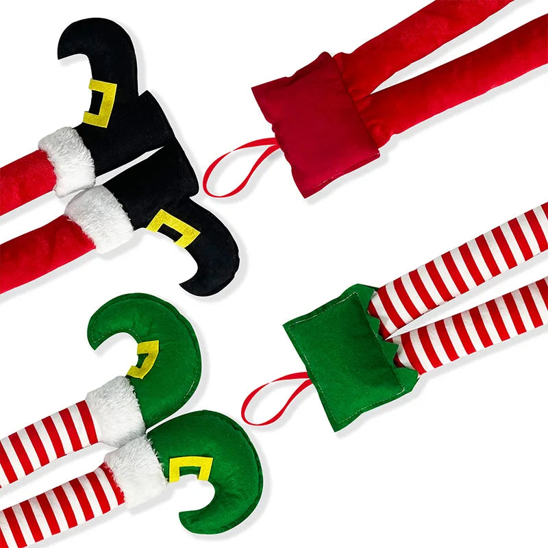 Christmas Elf and Santa Legs Car Accessories