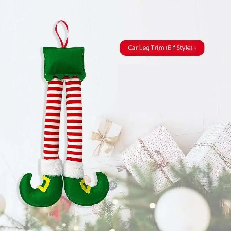 Christmas Elf and Santa Legs Car Accessories
