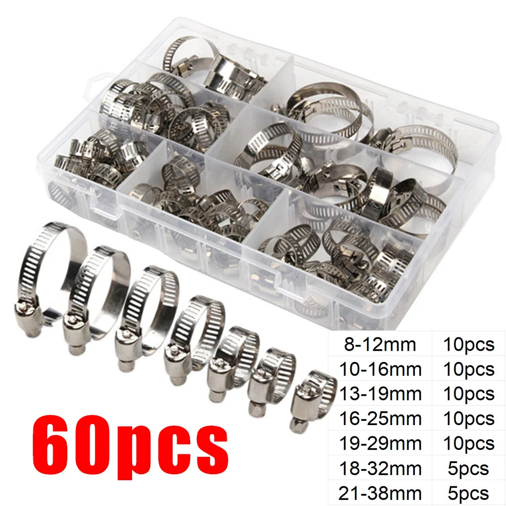 Adjustable Stainless Steel Hose Clamp Set 8-38mm