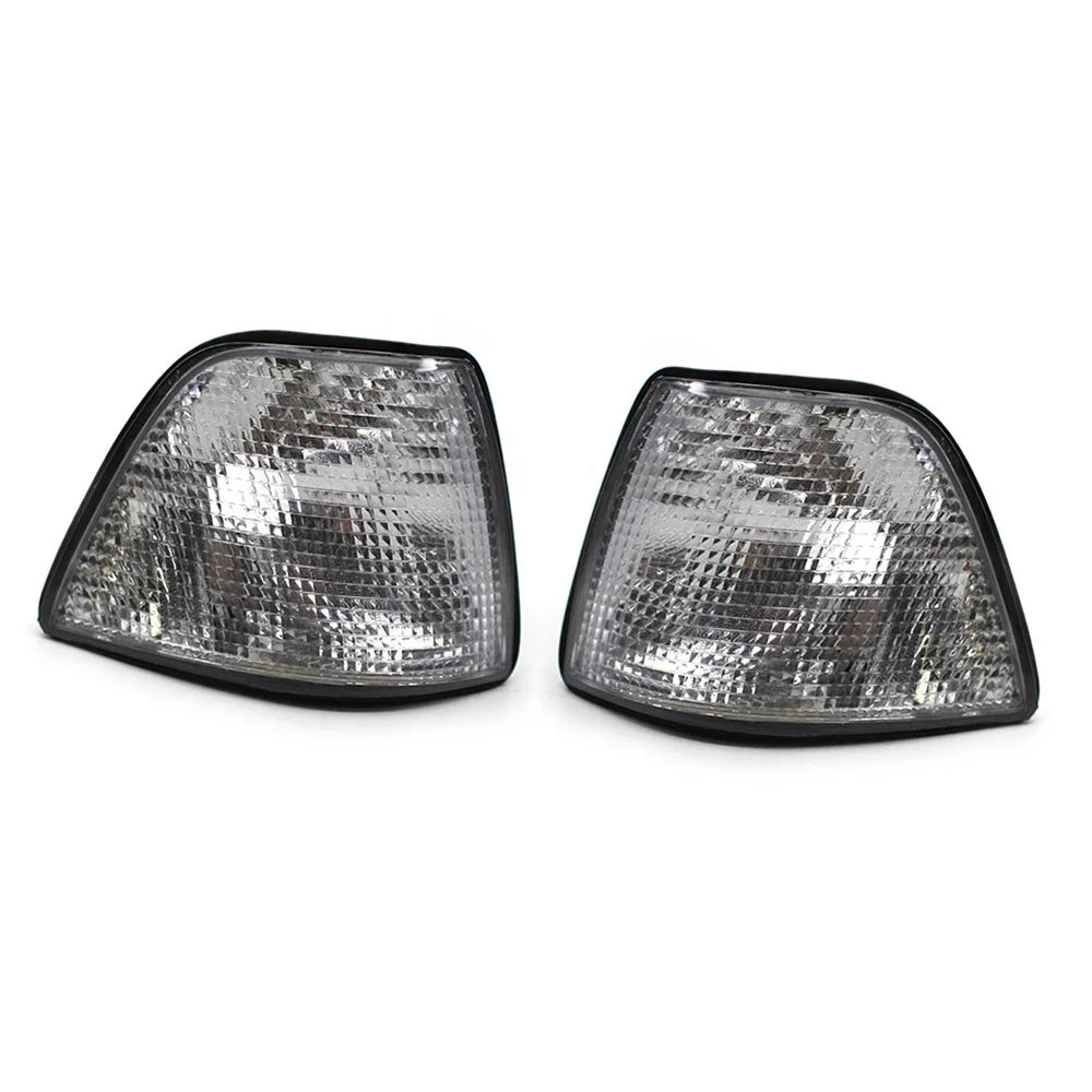 Pair of White Lens Turn Signal Lights Replacement for BMW E36 318i, 328i, M3
