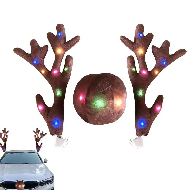 LED Glowing Antlers Christmas Car Decoration